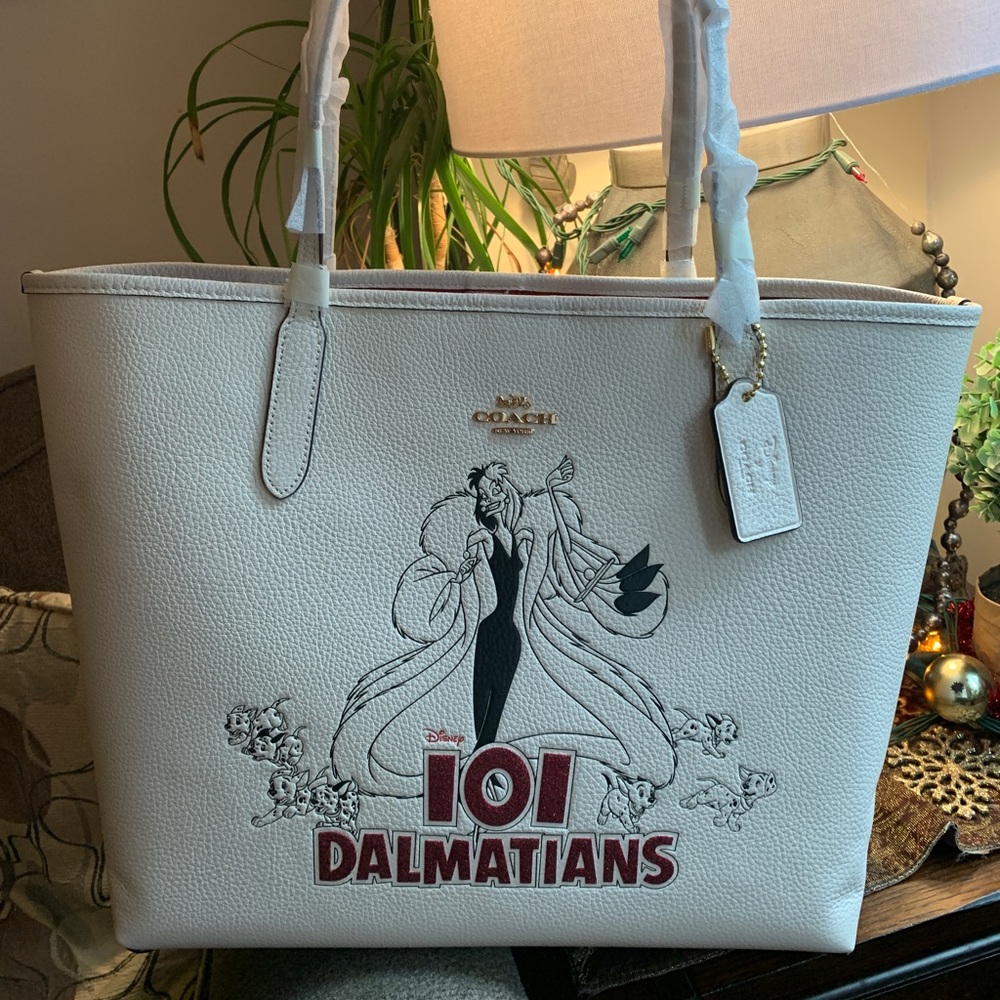 RARE🔥Authentic COACH leather/signature coated canvas Cruella snap magnet tote - Picture 2 of 11
